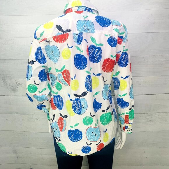 Talbots Womens Shirt Apple Multicolor Roll Tab Sleeve Button Up Petite Size Sp - Picture 8 of 13